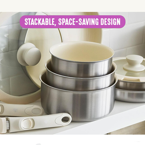 Ensemble de <span class=keywords><strong>casseroles</strong></span> à induction en acier inoxydable 304 à trois couches avec poignée <span class=keywords><strong>amovible</strong></span>, <span class=keywords><strong>série</strong></span> de 10 pièces, Pan Eight-4 - Product Image 6