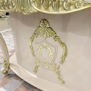 Table <span class=keywords><strong>à</strong></span> thé en bois massif de style européen, ensemble table et chaises en marbre français, mobilier de salon luxueux - Product Image 4