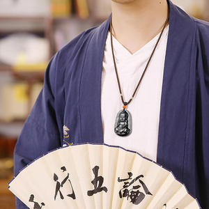 จี้พระพุทธรูปหยกดำแท้ธรรมชาติ จี้หยกสำหรับผู้ชาย ขายส่ง ดีไซน์ดั้งเดิม C227 - Product Image 5