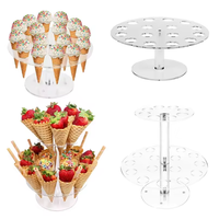 Buffet de mariage de fête acrylique clair Portable crème glacée gaufre cône Cupcake Popcorn présentoir support porte-pâtisserie