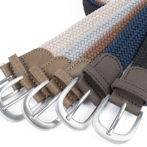 Amostras Disponíveis: Cintos Elásticos Versáteis em Liga de Zinco Bege com Tecido de Poliéster e Elastano, Cintos Eletroplatinados para Homens, Presente para Homens - Product Image 2