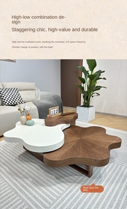 Bàn trà gỗ nguyên khối phong cách vintage Ý tối giản, thiết kế độc đáo, hình dạng bất quy tắc, dành cho nhà ở - Product Image 6