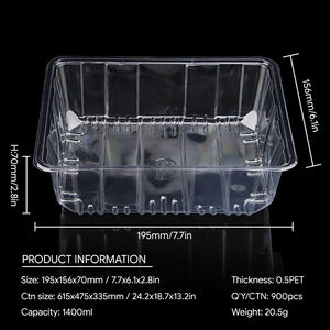 Excellente offre diverses spécifications et tailles récipient alimentaire 1400ml PET plateau d'emballage de fruits en plastique - Product Image 2