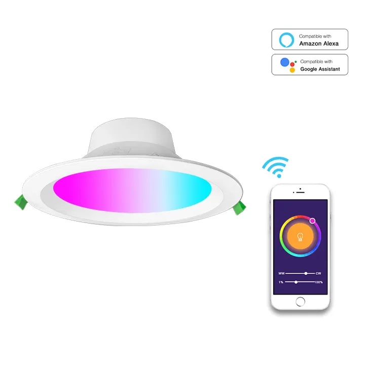 ZigBee Smart Downlight RGBW Tuya WiFi15W 150-180mm Opening IP44 with CE RCM Certificate Smart Home Lamp Living Room Home