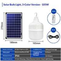 Ampoule LED solaire 105W, super lumineuse, 84 LED, intensité réglable, lampe de camping, étanche IP66, lampe de secours, jardin, barbecue, angle de faisceau 360°