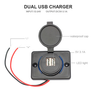 12V Panel Mount Dual 3.1A Sitz Dual USB Ladeans chluss Abnehmbares USB-Ladegerät - Product Image 4