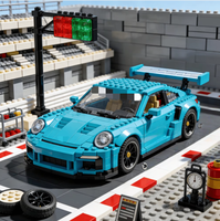 Ensemble de blocs de construction en plastique DIY pour scène urbaine de supercar sur viaduc, personnalisable, pour collection d'entusiastes automobiles, cadeau