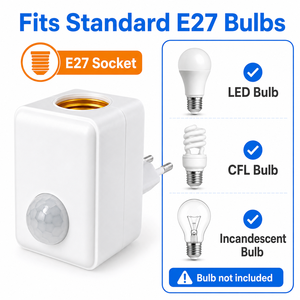 Adaptateur de douille E27 intelligent avec capteur de mouvement radar 5.8G, support de lampe à activation automatique par détection de mouvement pour couloir, escalier, chambre - Product Image 3