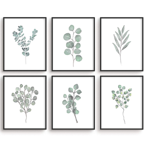 Planta botánica <span class=keywords><strong>verde</strong></span> arte de la pared pintura minimalista juego de 4/6 planta madera decoración de la pared imágenes 8 "x 10" - Product Image 6