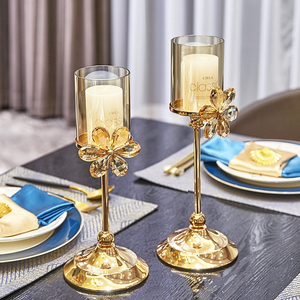 Lussuoso antico portacandele in cristallo in lega d'ottone per matrimonio e decorazione domestica Display Desktop - Product Image 2