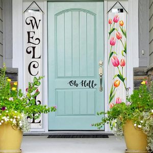 Cartel colgante de pared para puerta, cartel de <span class=keywords><strong>primavera</strong></span> para el día de la madre, de bienvenida de tulipán adecuado para patio, interior y exterior, soporte para puerta - Product Image 4