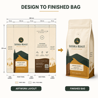 Meilleur rapport qualité-prix : Sachet à fond plat refermable avec fenêtre, imprimé sur mesure, 250g, qualité alimentaire, pour mélange de fruits secs et de noix, pochette à huit soudures latérales