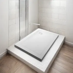 Base de receveur de douche en acrylique de style luxe moderne Quadrant décalé en pierre pour salle de bain