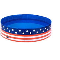 Piscine pliable pour chien, motif étoile et rayures patriotiques, baignoire pour animaux de compagnie en PVC, baignoire extérieure pour grands chiens