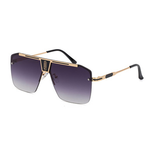 Lunettes de soleil de marque pour hommes, monture large, métalliques, carrées, protection UV400, verres PC, pour les sorties, le cyclisme et la conduite - Product Image 2