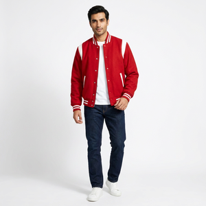Custom Embroidery Logo with Patches Stand Collar Front Logo High School College Varsity <b>Jackets</b> Plus Size <b>Men's</b> - Product Image 1