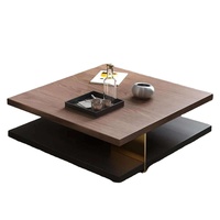Ensemble de table basse carrée en marbre de style minimaliste nordique avec hauteur réglable et design portable pour les espaces de vie compacts