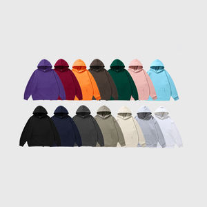 H5405มีฮู้ดสำหรับผู้ชายโอเวอร์ไซส์ผ้าคอตตอน380 GSM เสื้อเปิดไหล่ปล่อยว่าง - Product Image 1