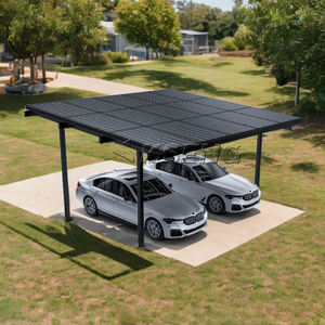 โครงสร้างหลังคาโรงรถพลังงานแสงอาทิตย์แบบกันน้ำยอดนิยมจากยุโรป ระบบติดตั้งหลังคาโรงรถพลังงานแสงอาทิตย์ โครงสร้างอลูมิเนียมสำหรับโรงรถพลังงานแสงอาทิตย์สำหรับรถยนต์ 2 คัน - Product Image 1