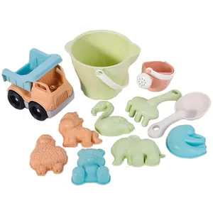 Custom Beach Toy 2021 New Kids Wheat straw material Sand Toy Set Mold Bucket Soft Beach Toys Set