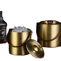 Seau à glace rapide et élégant en acier inoxydable double paroi argent/or 1,6L 2L 3L pour bar, KTV, fête, bière, whisky, cocktail, vin