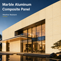 Panneau composite en aluminium marbré veiné épais de 4 mm, sur mesure, revêtu de PVDF, pour la rénovation des façades de bâtiments