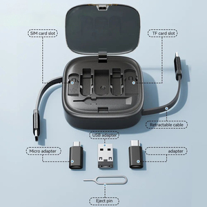 Organizador de Cables Integrado Cuadrado con Juego de Adaptadores, Regalo Perfecto, Soporte de Escritorio, Kit de Adaptadores de Cables para Viaje - Product Image 2