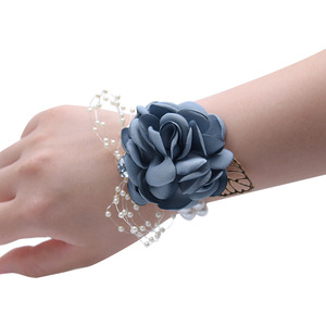 Fleur de poignet verte mariée demoiselle d'honneur <span class=keywords><strong>soeurs</strong></span> bande fleur de poignet avec des cadeaux de main enfants danse fleur de main - Product Image 4