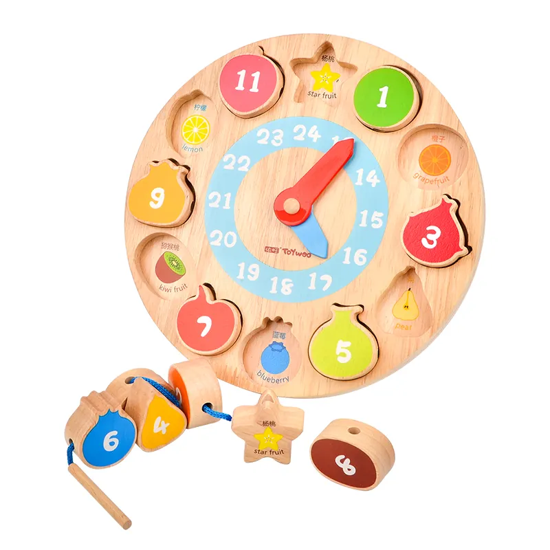 ألعاب تعليمية على شكل أرقام ملونة ، خشبية ، فرز ، ساعة مستديرة للأطفال الصغار