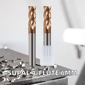 Fraise à queue personnalisée en carbure de tungstène de 6 mm HRC55 avec revêtement AlTiN à 4 dents pour l'usinage CNC haute vitesse de l'acier et du fonte - Product Image 1