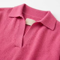 Pull-over en Cachemire 100% pour Femme, Col Revers Décontracté, Logo Frontal, Tricot Ample, Collection Hiver, Vente en Gros