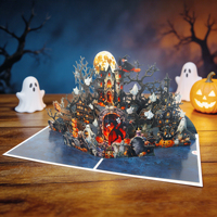 Cartes de vœux 3D pop-up personnalisées en papier recyclable écologique, imprimées en sérigraphie moderne, pour Noël et la fête des pères, motif ours, vente en gros