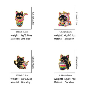 4 styles de pin's en émail mignons : Chat noir, <span class=keywords><strong>Bubble</strong></span> Tea, Boba Kitty arc-en-ciel, Chat licorne. Badges de revers et broches pour la décoration de sacs à dos et vestes, ou comme cadeau. - Product Image 4