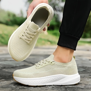 Chaussures décontractées en maille respirante pour hommes, entièrement noires, légères, à lacets, absorbant les chocs, antidérapantes, baskets de travail - Product Image 5