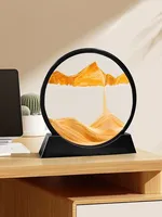 Sablier en verre 3D à sable mouvant avec paysage marin profond, artisanat de sable mouvant, design rétro nostalgique pour décoration de bureau, de maison ou cadeau