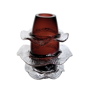 Vaso Alto <span class=keywords><strong>di</strong></span> Lusso in Vetro Soffiato a Mano <span class=keywords><strong>Rosso</strong></span> Borgogna con Texture Ondulata a Strati Effetto Ghiaccio per Centrotavola, Ideale per Hotel, Palazzi e Decorazioni Nuziali - Product Image 2