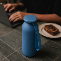Bouteille isotherme sous vide en acier inoxydable personnalisée de 15 oz, à double paroi, avec poignée de transport pratique