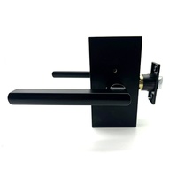 Serrure de porte à levier droit noir mat en alliage de zinc massif, quincaillerie minimaliste pour portes intérieures modernes en bois