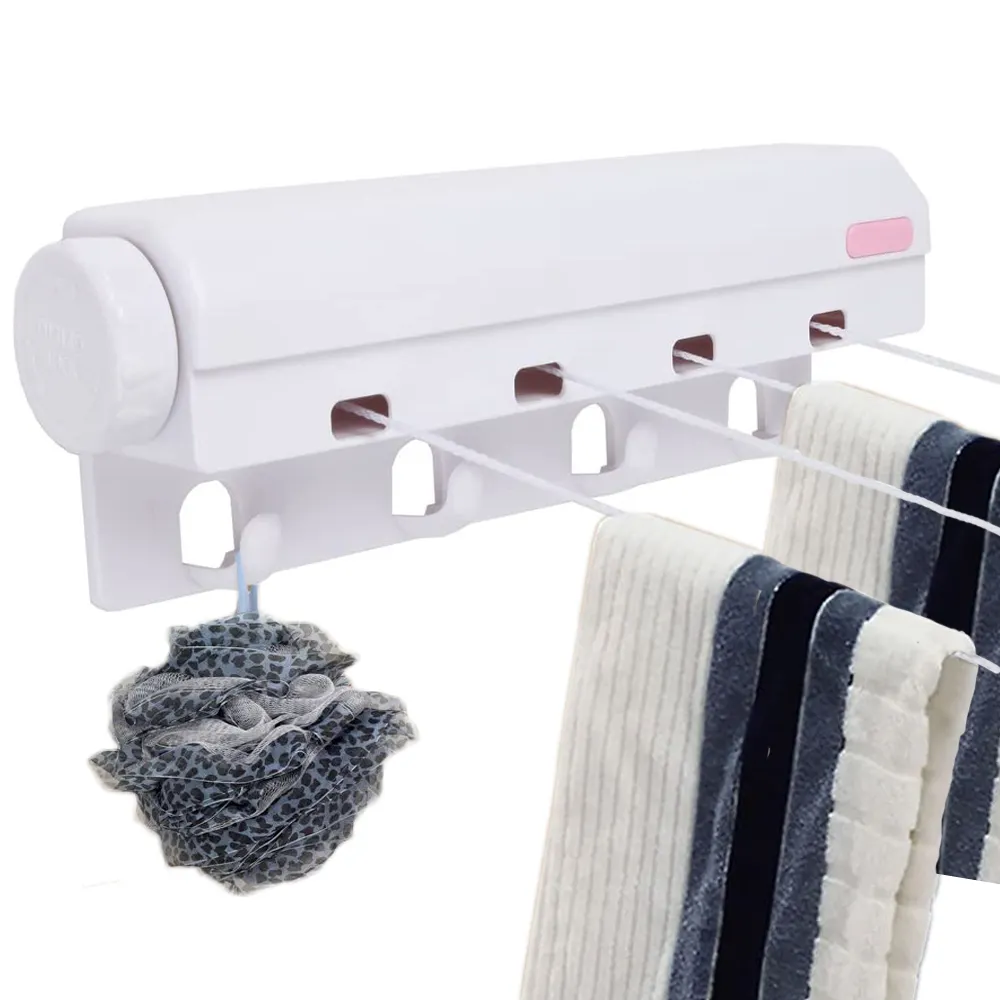 Household Essentials Automatischer 4-Linien-Wäscheleine mit 4 Bonus-Auf hänge haken für den Innen-oder Außenbereich