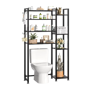 Estante organizador <span class=keywords><strong>de</strong></span> inodoro independiente <span class=keywords><strong>de</strong></span> 8 niveles, 6 ganchos, estantes laterales adicionales, <span class=keywords><strong>de</strong></span> tendencia Simple muebles <span class=keywords><strong>de</strong></span> <span class=keywords><strong>baño</strong></span>, almacenamiento <span class=keywords><strong>de</strong></span> lavandería y balcón - Product Image 1