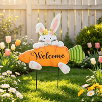 Promotion : Décoration de jardin d'accueil Lapin et Carotte – Jolie plaque métallique pour la décoration printanière