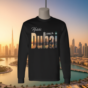 T-shirt à manches longues avec motif de voyage en famille et d'aventure, Dubai Habibi Come To Travel - Product Image 3