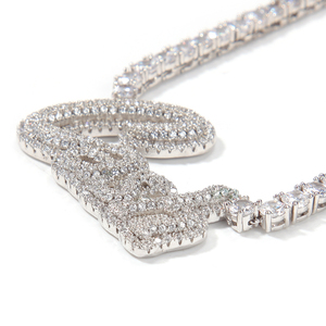 Personalizzabile CZ Cucitura Lettera con Piastra per Tennis Catena Personalizzato Donne/Uomini Rapper <span class=keywords><strong>Gioielli</strong></span> con Zircone Pietra Principale - Product Image 5