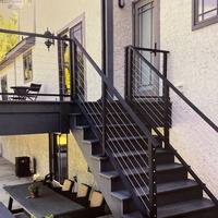 Système de poteaux de câble d'escalier supérieur réglable noir personnalisé, 32 pouces, kits de poteaux de garde-corps d'escalier, câble en acier inoxydable 5/32 pouces, antirouille