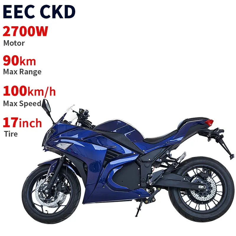 CKD SKD 17 pouces électrique double moto de sport 2700W 100 km/h vitesse 90KM longue portée nouvelle mode moto électrique