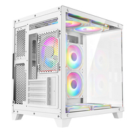 AntarcChill Factory Price Tempered Glass White Computer Cases Cpu Cabinet Pc Chassis Micro Atx Gaming Pc Case for Desktop