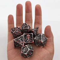 Dés polyédriques métalliques à 20 faces Cthulhu Hollow RPG pour jeux de rôle D&D - Modèle Danseur Démoniaque Poulpe