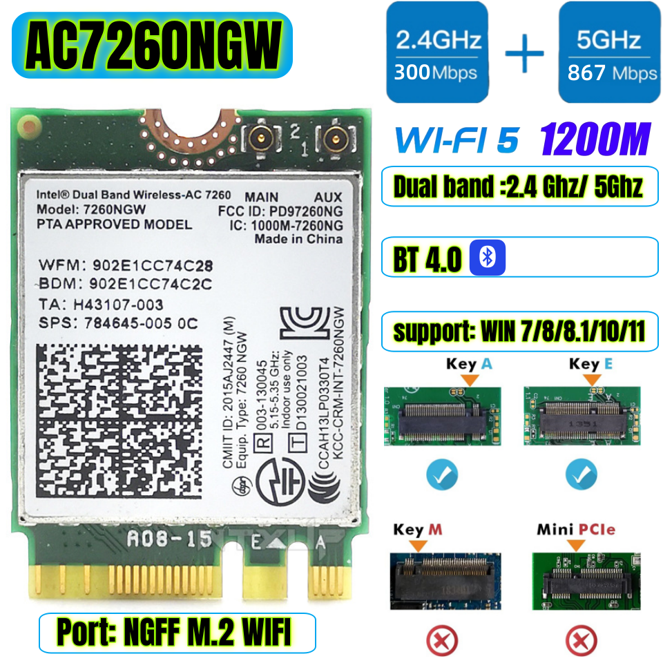 7260NGW NGFF M.2 Vert