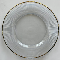 Service de vaisselle avec assiettes en verre, or, noir, blanc, élégant, vente en gros, 6 pièces