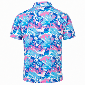 Polo pour homme à imprimé géométrique, décontracté, à manches courtes, design de t-shirt de golf, 88% polyester, 12% élasthanne, 150GSM, en stock, vente en gros - Product Image 2